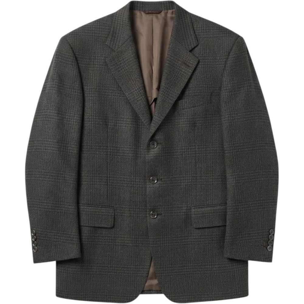 Hart Schaffner Marx Vintage Glenn Plaid Brown Wool Blazer Coat USA Made - 44R